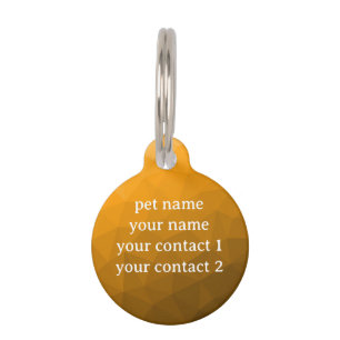 Orange geometric mesh pattern Your text Pet Tag