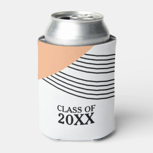 Orange Geometric Stripe Graduation Can Cooler