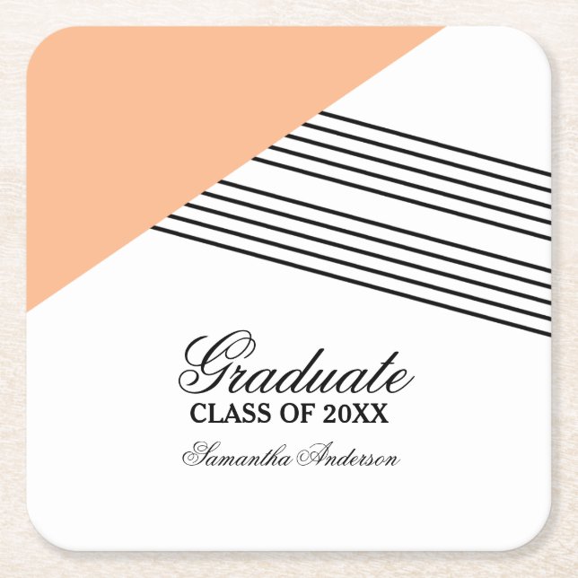 Orange Geometric Stripe Graduation Coasters (Front)