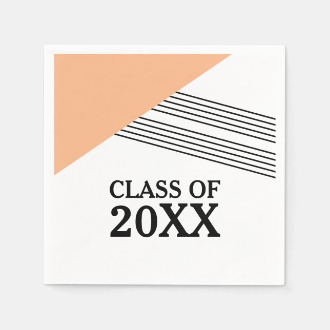 Orange Geometric Stripe Graduation Paper Napkins (Front)