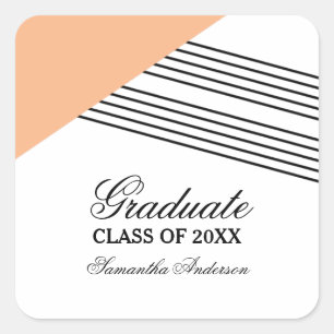 Orange Geometric Stripe Graduation Stickers