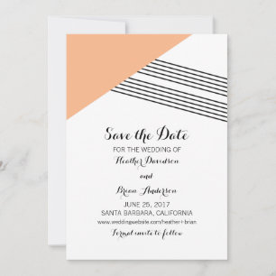 Orange Geometric Stripe Save the Date Invite