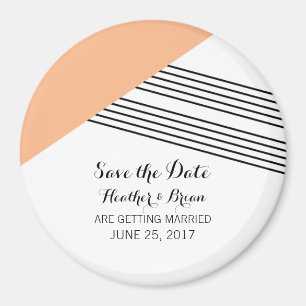 Orange Geometric Stripe Save the Date Magnet