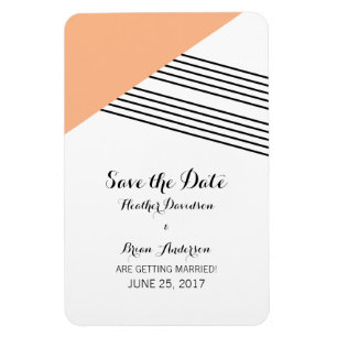 Orange Geometric Stripe Save the Date Magnet