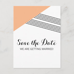 Orange Geometric Stripe Save the Date Postcard