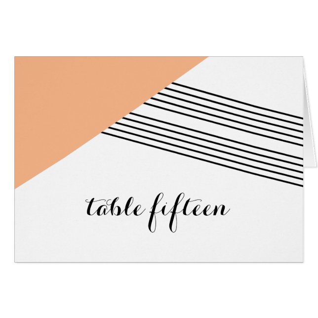 Orange Geometric Stripe Table Number Card (Front Horizontal)