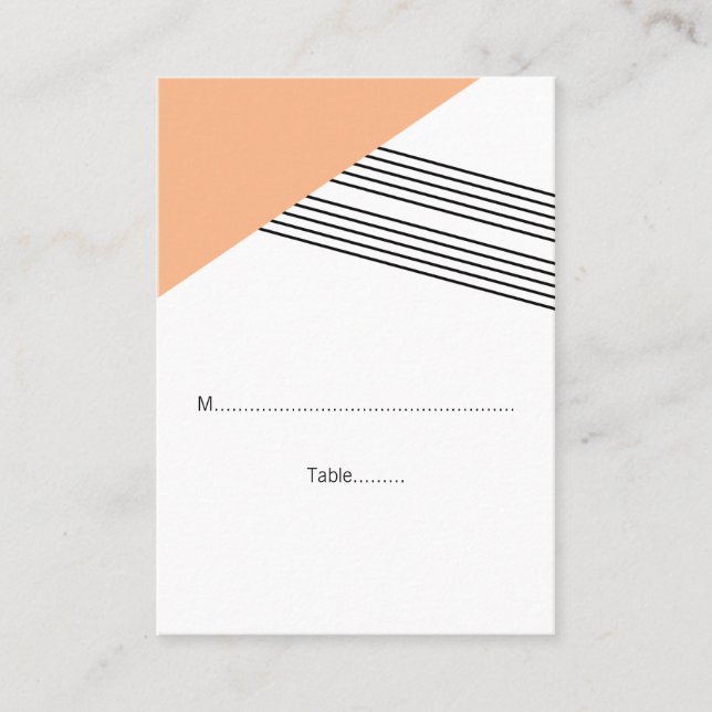 Orange Geometric Stripe Wedding Place Cards (Front)