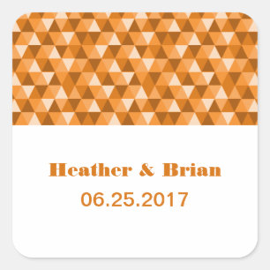 Orange Geometric Triangles Wedding Stickers