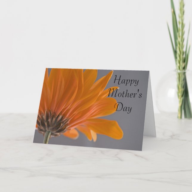 Orange Gerber Daisy Flower Happy Mother's Day Card (Front)