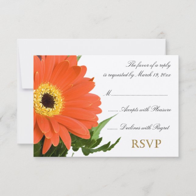 Orange Gerber Wedding RSVP (Front)