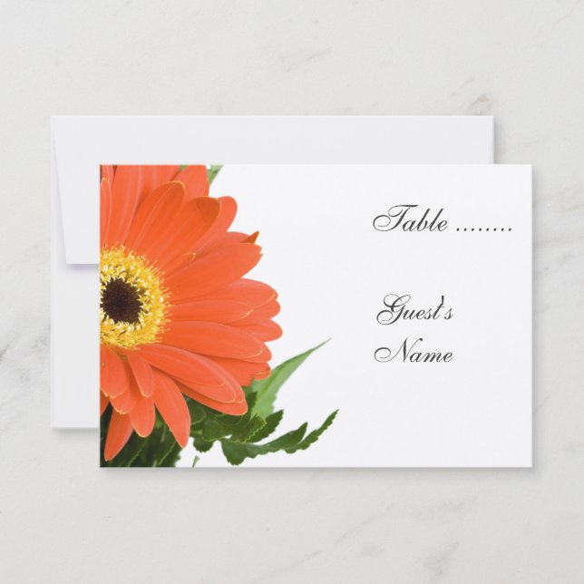 Orange Gerber Wedding Table Number (Front)