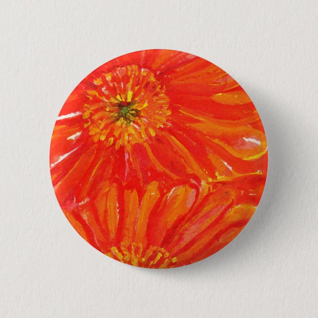Orange Gerbera Daisies 6 Cm Round Badge (Front)