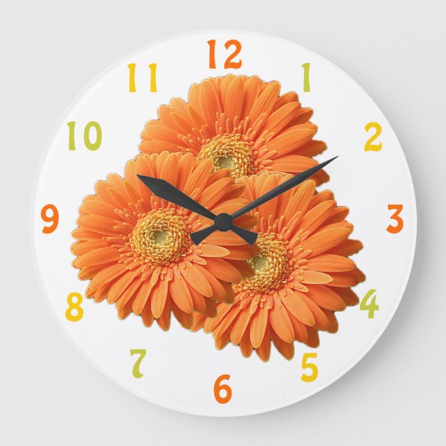 Orange Gerbera Daisies Clock (Front)