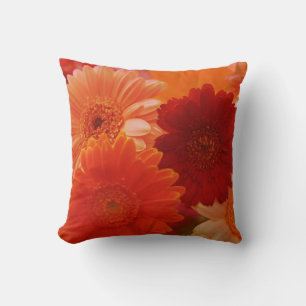 Orange Gerbera Daisy Colourful Flower Throw Pillow