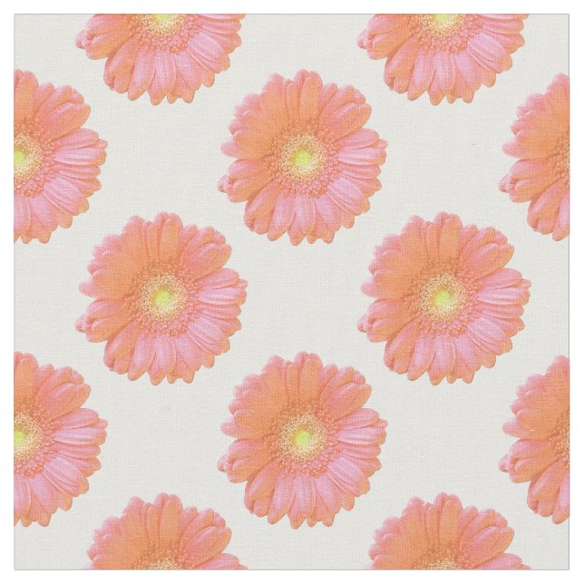 Orange gerbera daisy fabric (Close Up)