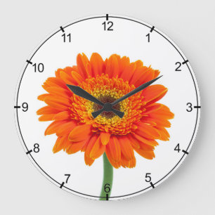 Orange Gerbera Daisy Flower Large Clock