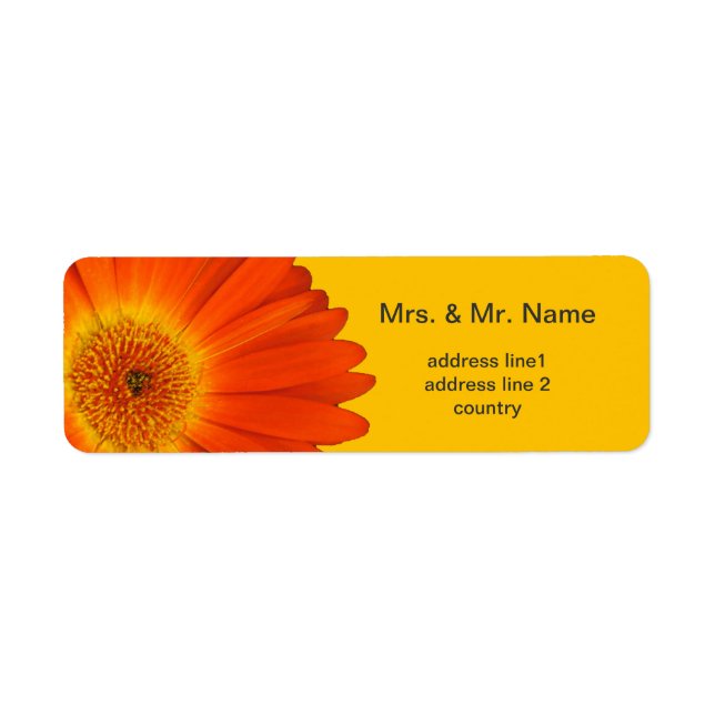 orange gerbera daisy flowers return address label (Front)