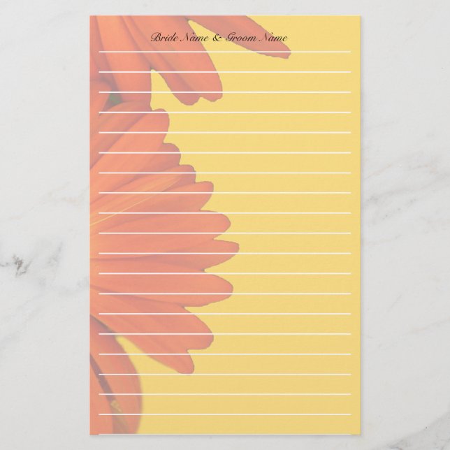 orange gerbera daisy flowers stationery (Front)