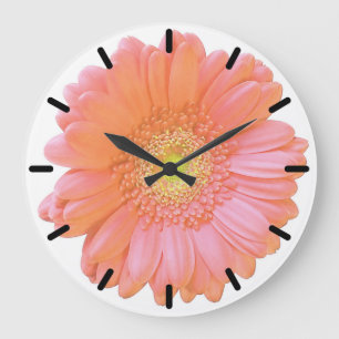 Orange gerbera daisy large clock