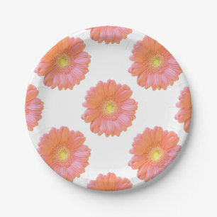 Orange gerbera daisy paper plate