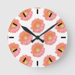 Orange gerbera daisy round clock
