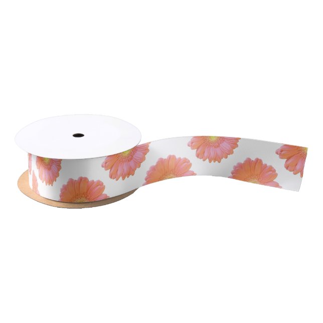 Orange gerbera daisy satin ribbon (Spool)