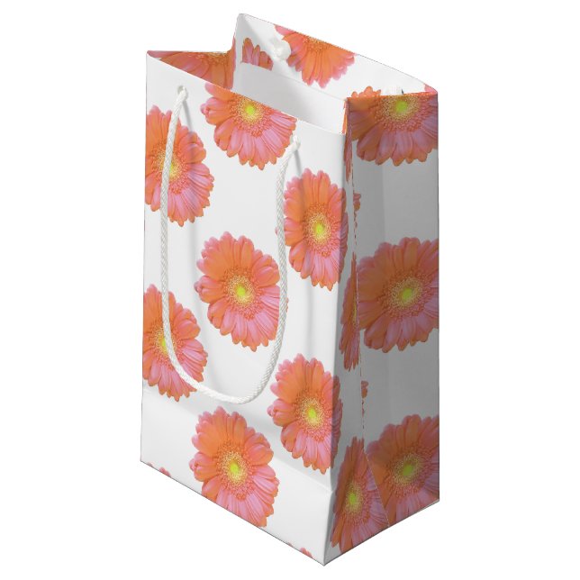 Orange gerbera daisy small gift bag (Front Angled)