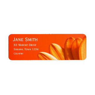 Orange Gerbera flower bright colorful Return Address Label