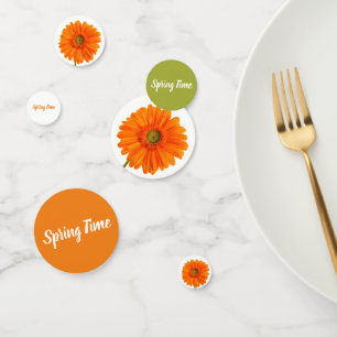 Orange gerbera flower green white spring photo confetti