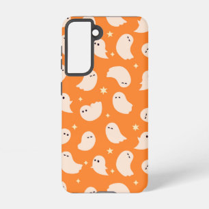 Orange Ghost Doodle Pattern Samsung Galaxy Case