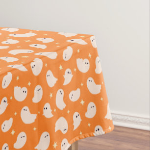 Orange Ghost Doodle Pattern Tablecloth