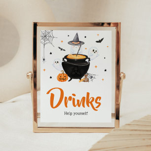 Orange Ghost Halloween Baby is Brewing Drinks Poster
