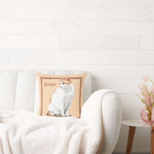 Orange Ginger and White Cat Personalized Cushion