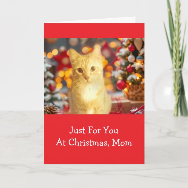Orange, Ginger "For Mom" Christmas Holiday Card (Front)