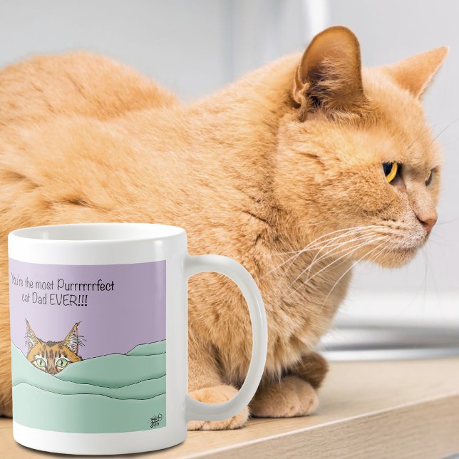 Orange Ginger Purple Cute Cat Dad Father’s Day Coffee Mug (Creator Uploaded)