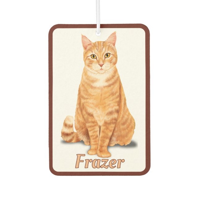 Orange Ginger Tabby Cat Personalised  Car Air Freshener (Front)