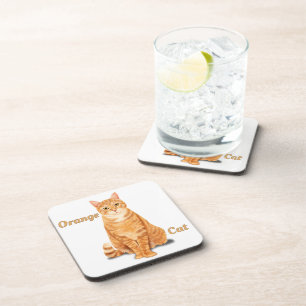 Orange Ginger Tabby Cat Personalised Coaster