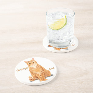 Orange Ginger Tabby Cat Personalised Coaster
