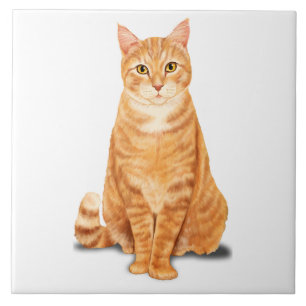 Orange Ginger Tabby Tiger Cat Custom Ceramic Tile