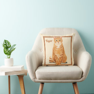 Orange Ginger Tabby Tiger Cat Personalised Cushion