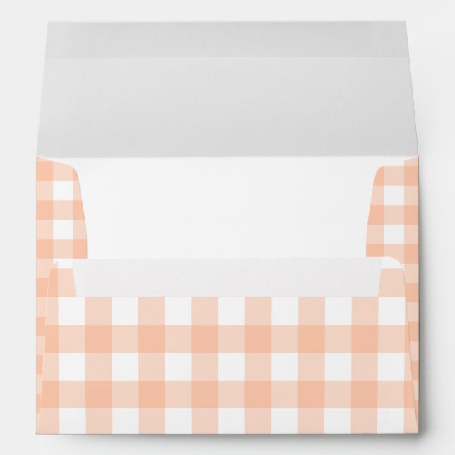 Orange Gingham Baby Shower Gender Neutral Envelope (Back (Bottom))