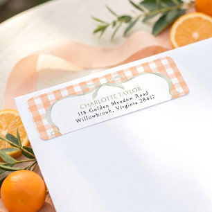 Orange Gingham Baby Shower Return Address Label