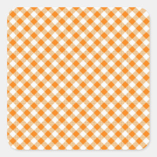 Orange Gingham  Background Square Sticker