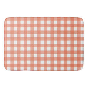 Orange gingham bath mat