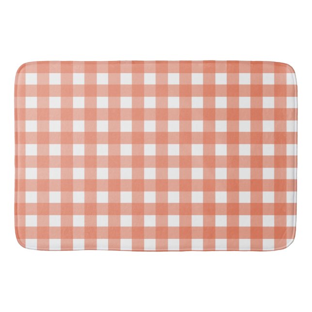 Orange gingham bath mat (Front)