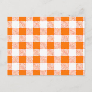 Orange Gingham Check Pattern Postcard