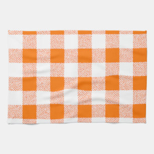 orange gingham check tea towel