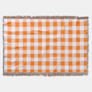 orange gingham check throw blanket