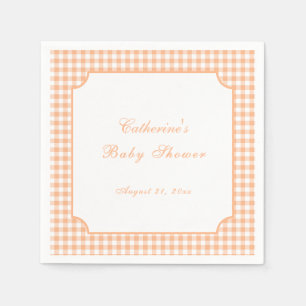 Orange Gingham Classic Baby Shower Napkin