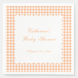 Orange Gingham Classic Baby Shower Napkin